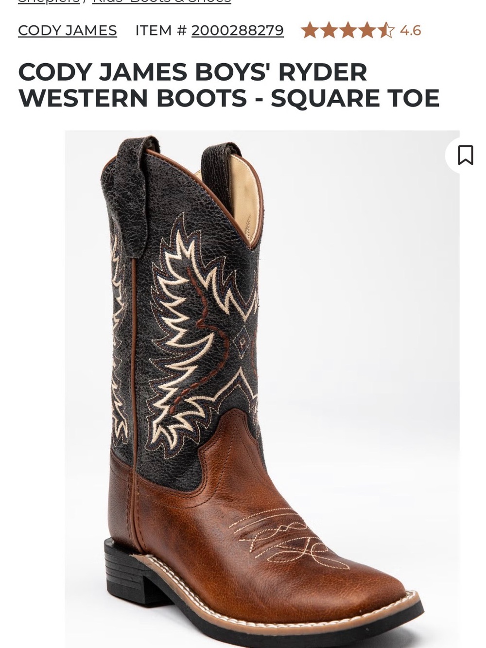 Cody James Boys' Ryder Western Boots - Brown/Black